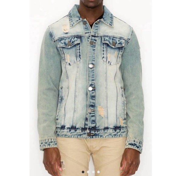 Unisex Jean Jacket Lion Face On Back - Picture 4 of 4